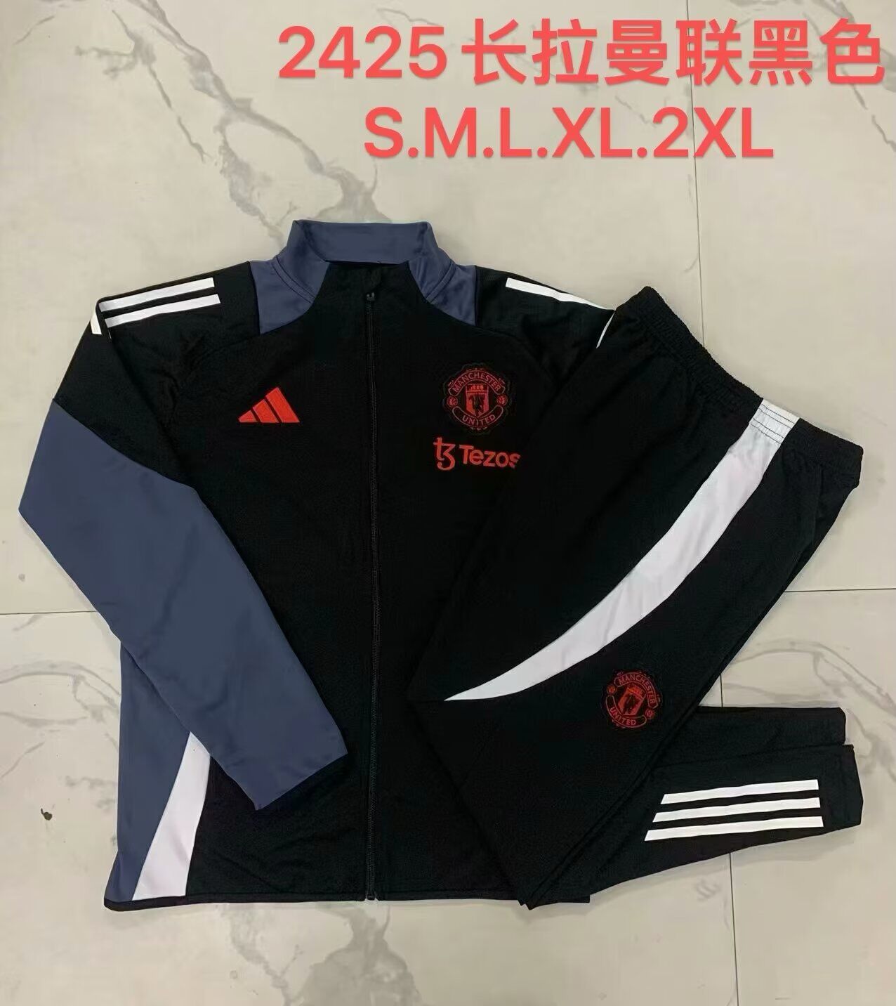 AAA Quality Man Utd 24/25 Tracksuit - Black/Grey/Red